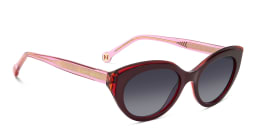 Shop Carolina Herrera Logo Cat-Eye Sunglasses in Red online.