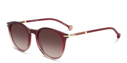 Shop Carolina Herrera Logo Round Sunglasses in Red online.