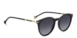 Shop Carolina Herrera Logo Round Sunglasses in Black online.