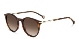 Shop Carolina Herrera Logo Round Sunglasses in Brown online.