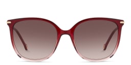 Shop Carolina Herrera Logo Square Sunglasses in Red/Brown online.