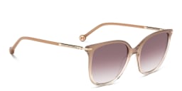 Shop Carolina Herrera Logo Square Sunglasses in Nude online.