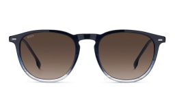 Shop Hugo Boss Logo Round Sunglasses in Blue/Brown online.