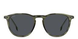 Shop Hugo Boss Logo Round Sunglasses in Green/Grey online.