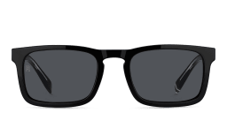 Shop Tommy Hilfiger Logo Rectangle Sunglasses in Black/Grey online.