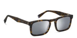 Shop Tommy Hilfiger Logo Rectangle Sunglasses in Havana online.
