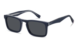 Shop Tommy Hilfiger Logo Rectangle Sunglasses in Blue online.