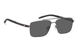 Shop Tommy Hilfiger Logo Rectangle Sunglasses in Gunmetal online.