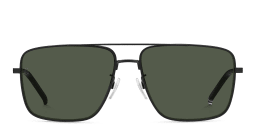Shop Tommy Hilfiger Logo Rectangle Sunglasses in Black/Green online.