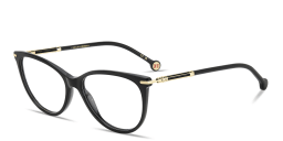 Shop Carolina Herrera Logo Cat-Eye Eyeglasses in Black online.