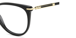 Shop Carolina Herrera Logo Cat-Eye Eyeglasses in Black online.