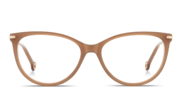 Shop Carolina Herrera Logo Cat-Eye Eyeglasses in Nude online.