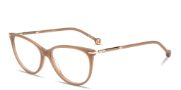 Shop Carolina Herrera Logo Cat-Eye Eyeglasses in Nude online.