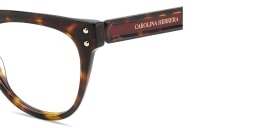 Shop Carolina Herrera Logo Cat-Eye Eyeglasses in Havana online.