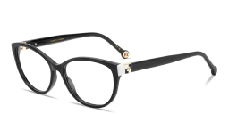 Shop Carolina Herrera Logo Cat-Eye Eyeglasses in Black online.