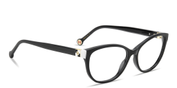 Shop Carolina Herrera Logo Cat-Eye Eyeglasses in Black online.