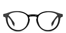 Shop Hugo Boss Logo Round Eyeglasses in Black online.