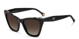 Shop Carolina Herrera Logo Cat-Eye Sunglasses in Black Havana online.