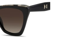 Shop Carolina Herrera Logo Cat-Eye Sunglasses in Black Havana online.