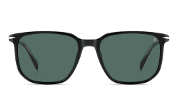 Shop DAVID BECKHAM Talisman Rectangle Sunglasses in Black/Green online.