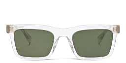 Shop ALL SAINTS Logo Rectangle Sunglasses in Clear/Solid green online.
