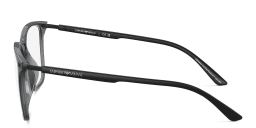 Shop Emporio Armani Logo Square Eyeglasses in Shiny Transparent Black online.