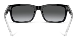 Shop Emporio Armani Logo Rectangle Sunglasses in Shiny Black online.