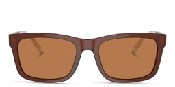 Shop Emporio Armani Logo Rectangle Sunglasses in Shiny Opaline Brown/Brown online.