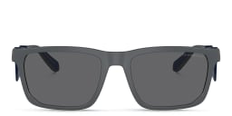 Shop Emporio Armani Logo Rectangle Sunglasses in Matte Dark Grey/Grey online.