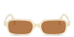 Shop MIU MIU Regard Rectangle Sunglasses in Solid Cream/Brown online.