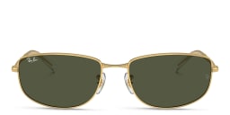 Shop Ray-Ban Logo Unisex Irregular Sunglasses in Gold/Green online.