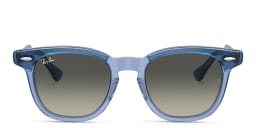 Shop Ray-Ban Junior Logo Kids Square Sunglasses in Blue/Grey Gradient online.