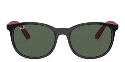 Shop Ray-Ban Junior Kids Logo Square Sunglasses in Black online.