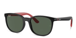 Shop Ray-Ban Junior Kids Logo Square Sunglasses in Black online.