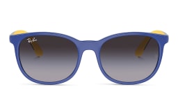Shop Ray-Ban Junior Kids Logo Square Sunglasses in Blue/Violet online.