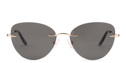 Shop TRICE Rimless Cat-Eye Sunglasses in Gold/Grey online.