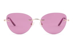Shop TRICE Rimless Cat-Eye Sunglasses in Gold/Purple online.