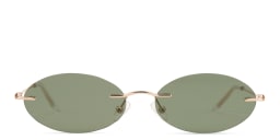 Shop TRICE Rimless Oval Sunglasses in Gold/Green online.