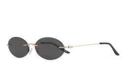 Shop TRICE Rimless Oval Sunglasses in Gold online.