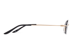Shop TRICE Rimless Oval Sunglasses in Gold online.