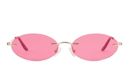 Shop TRICE Rimless Oval Sunglasses in Gold online.