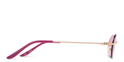 Shop TRICE Rimless Oval Sunglasses in Gold online.