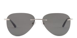 Shop TRICE Rimless Aviator Sunglasses in Silver/Grey online.