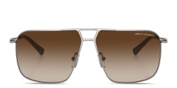 Shop Armani Exchange A|X Logo Pilot Sunglasses in Gunmetal/Bronze online.