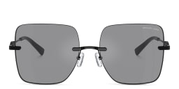 Shop Michael Kors Québec Oversized Rimless Square Sunglasses in Black/Solid Grey online.
