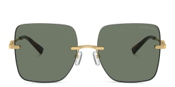 Shop Michael Kors Québec Oversized Rimless Square Sunglasses in Gold online.