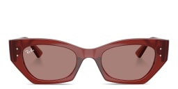 Shop Ray-Ban Zena Bio-Based Unisex Irregular Sunglasses in Transparent Brown online.