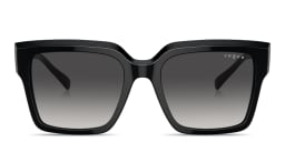 Shop Vogue Eyewear Logo Lettering Oversized Square Sunglasses in Black/Grey Gradient Black online.