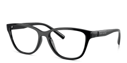 Shop Armani Exchange Logo-Print Cat-Eye Eyeglasses in Black online.