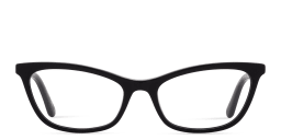 Shop Guess Engraved Logo Rectangle Eyeglasses in Black online.